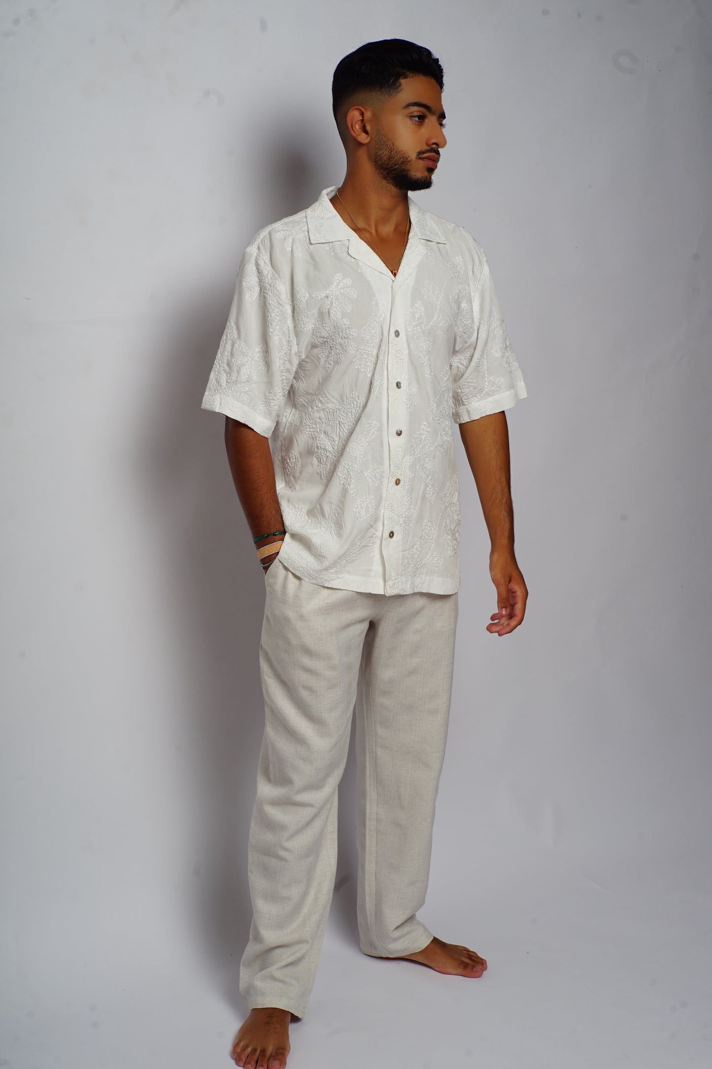 Atlas Elegance - Embroidered Shirt (White)