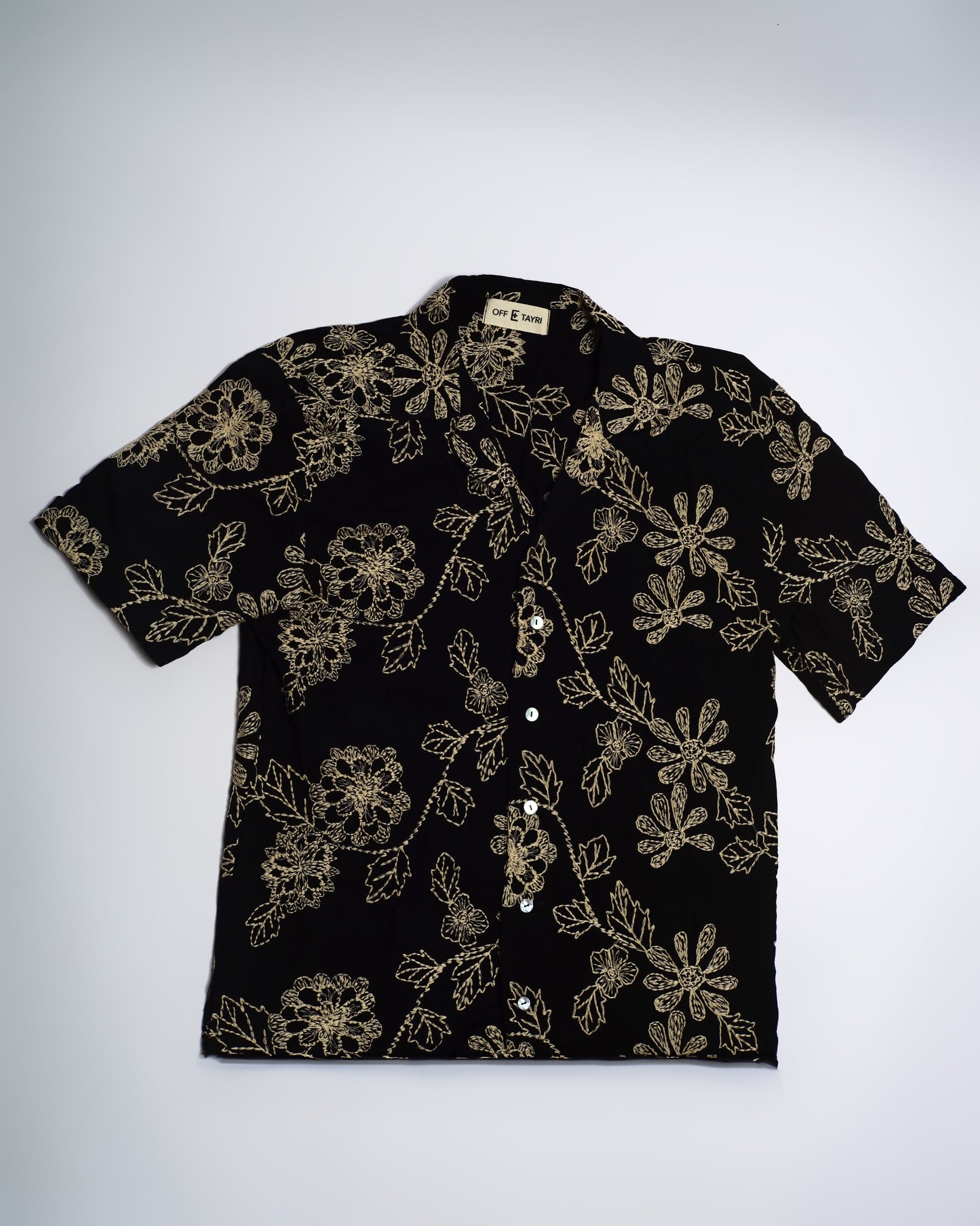 Desert Charm - Embroidered Shirt (Black with Beige Embroidery)